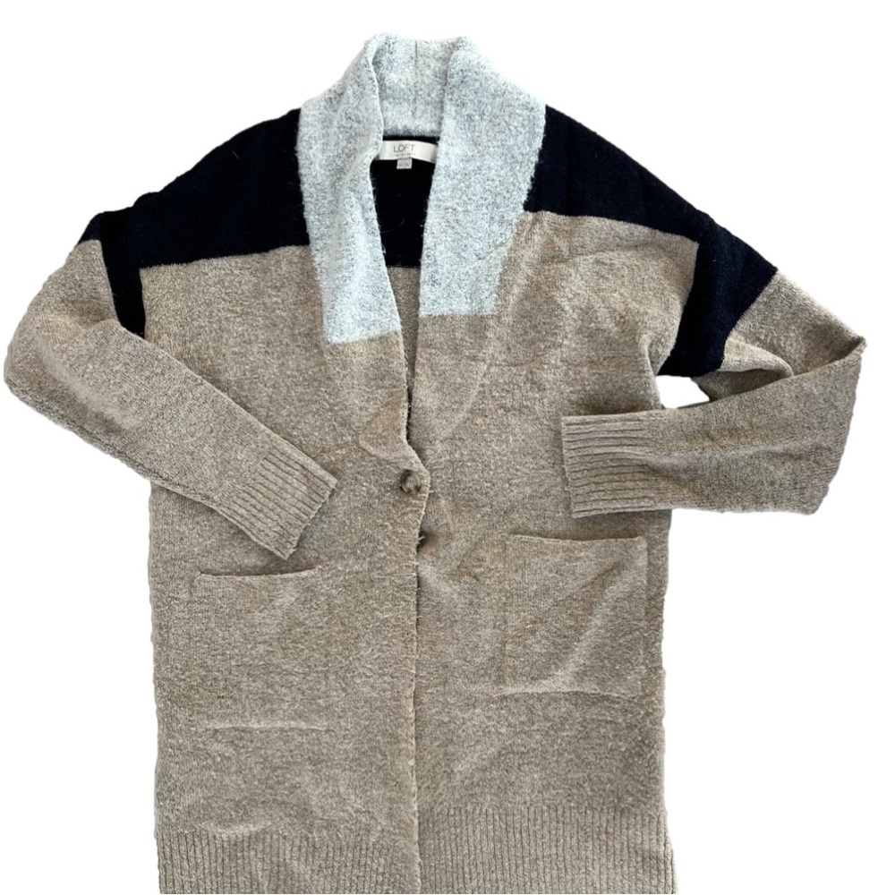 Loft Italian Yarn Navy, Grey, Brown Long Sleeve Cardigan Size S/XS